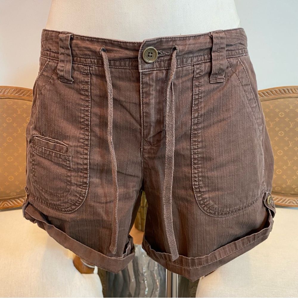 Tommy Hilfiger Brown Women's Cargo Shorts, Low Rise, 100% Cotton, Size 8
